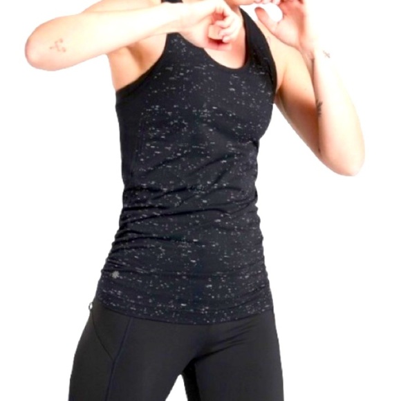 ATHLETA Speedlight Speckle Tank Top Black White Patterned - Picture 1 of 5
